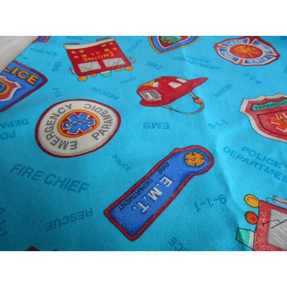 Kids Room Valance Police Fire Truck EMS Badge Hat First Responder 84x18.5 #1 - Picture 4 of 5